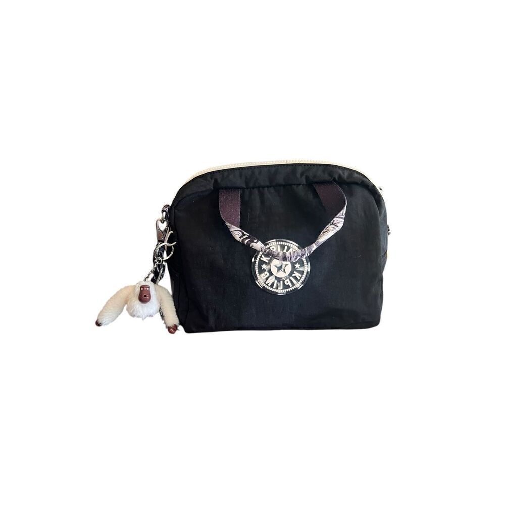 Kipling black white insulated nylon crossbody lunch bag box monkey